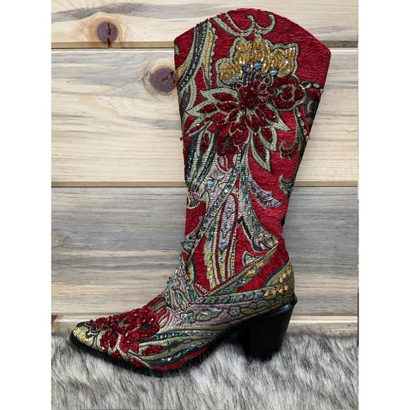 NEW HELEN'S HEART crystal embellished boot in red - Picture 3 of 6